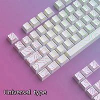97 Keys PET Mechanical Keyboard Keycaps Sidelit Light Translucent Double Shot Keycaps White Contour Lines Cherry Profile