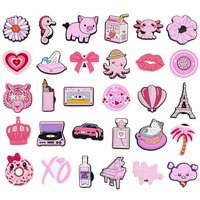 5-30Pcs Cute Pink Girl Style Shoe Charms Animal Heart Crown Pin Accessories for Sandals Flower Lightning Shoe Clogs Decoration