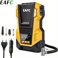 EAFC Dual Power Tragbarer Auto-Luftkompressor Digitale Reifenpumpe LED-Lampe AC110V-230V für Zuhause & DC12V Auto-Reifenkompressor für Auto und Motorrad