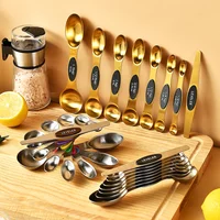 8Pcs/Set Magnetic Measuring Spoon Set Stainless Steel Stackable Double-sided Teaspoons Metal Accurate for Seasoning Cans