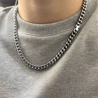 ULJ 6MM -8MM Width Stainless Steel Cuban Chain Necklace Bracelet For Men Woman Punk Male Neck Waterproof Cool Hip Hop Jewelry