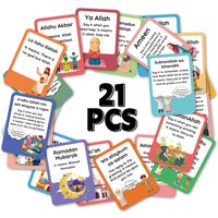 21pcs Vibrant Islamic Common Expressions Phrase Stationery Flashcards,Ramadan&Eid Gifts,Religious Educational Tool Learning Card