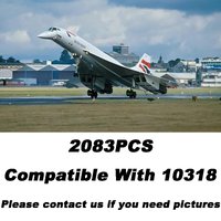 NEW 2083Pcs Concorde Airbus Building Blocks 10138 Supersonic Airliner Concorde Passenger Plane Model Bricks Toys Kids Boys Gifts