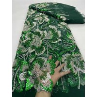 Fashion African Nigerian 2025 Beaded Emboridery Lace High-End Luxury French Sequin Net Lace Fabric For Wedding Party Dress Women