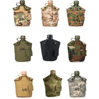 1L Outdoor Miltary Cup Water Bottle Aluminum Canteen Water Bottle Tactical Kettle Pouch Pocket Bag Cover Hiking Camping Kettle
