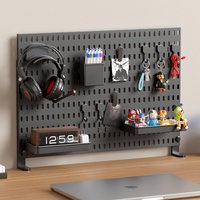 Drill Free Desktop Pegboard Organizer For Gaming Desk Game Controller Headphone Figure Storage Shelf Hooks Display