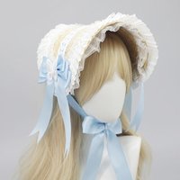 Y3NE Victorian Lace Bonnet Hat for Women and Girl TeaParty Dressingup Hat Headpiece