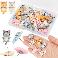 30Pcs Cute Resin Cat Push Pins Decorative Animal Thumb Tack Cork Board Thumbtack for Bulletin Board Photos Wall Office Supplies