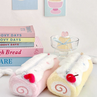 1PC Cute Cream Roll Plush Pencil Case Large Capacity School Student Stationery Storage Bag