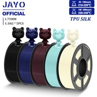 JAYO TPU SILK 3D Printer Filament 98A TPU Filament 1.75mm Silk Rainbow SILK PLA PLUS 3D Filament Glossy Silk Surface 5Rolls/set