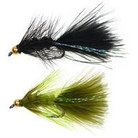 6pcs #10 Brass Bead Head Woolly Bugger Barbed Fishing Hook Marabou Body Streamer Fly Trout Perch Grayling Steelhead Fishing Lure