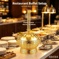 Buffet Warmer Golden Hollow Stainless Steel Alcohol Food Heater For Hotel Restaurant Banquet Catering Party