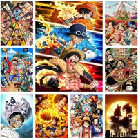 Luffy Japan Anime One Piece Cross Stitch Diamond Painting Artificial Mosaic Embroidery Home Decor Full Drill 5D DIY Art Gift Set