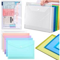 5PCS A4 Size Document Storage Bag Colorful Transparent Twill Waterproof Snap Buckles Portable File Bags Envelopes Stationery ZYF