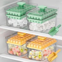 Ice Trays Freezer with Lid & Bin Ice Cube Tray Making 68 Pcs Ice Cubes, Easy Press To Release Ice Reusable Freezer Ice Tool
