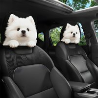 2pcs Cute Pomeranian Print Car Headrest Covers | Easy-to-Install and Wash,