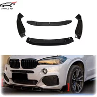 For BMW X6 F16 M Sport M50i M50d 2014-2019 4Pcs Front Bumper Splitter Lip Spoiler Glossy Black Carbon Fiber Look Body Kit