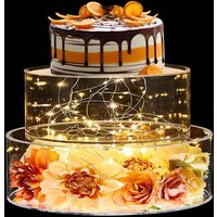 Acrylic Fillable clear Cake Stand for wedding Birthday Party Baby Show Cheesecake Chocolate MoussePastry Display Box With lights