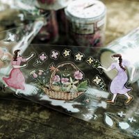 MuZiShan Studio Vintage Fairy Flower House Girl Washi Paper Tape DIY Card Making Scrapbooking Plan Decorative Sticker