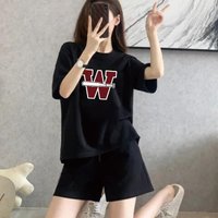 Summer 2 Piece Outfit for Women, Oversized Letter Print T-Shirt and Shorts, Co-ord Set