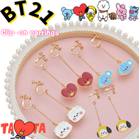 BT21 Mang Chimmy Cooky Koya RJ Clip-on Earrings High-value Anime Cartoon Doll Style Printed Girl's Heart Sweet Simple Handpiece