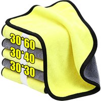 Microfiber Towel Car Cleaning Drying Cloth Yellow & Gray Hemming auto Detailing Care Tools Car Wash Towel 30x30/ 30x40/ 30x60cm