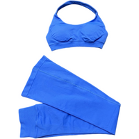 2Pcs HISTELLO Women Seamless Yoga Set Halter Neck Backless Top Flare Leggings Hip Lifting Body Shaping Fitness Gym Sports Wear