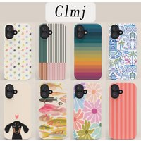 Luxury Clmj Coral Pink Stripes Phone Case for iPhone 17 16e 16 15 14 13 12 11 X XR XSMAX 7 8 Air Pro Max Plus Double-layer Cover