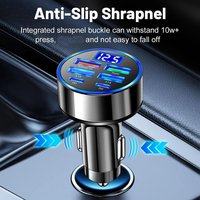 300W 4USB+2PD Car Charger-6-Port C-Type PD Fast Charging 3.0 Car Charger, Fast Charging with LED Voltage Display Digital Product