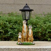 Garden Meerkat Animal Statue Solar Powered Resin Figurine Decorative Sculpture for Lawn Patio Ornament
