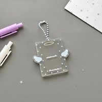 Transparent Photo Card Holder Angel Design 1-inch Card Storage Idol Card Protector Cover with Pendant Chain Photo Card Sleeve