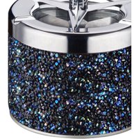 Car Ashtray Windproof Rhinestones Desktop Ashtray for Cigarette Smoking (Black)