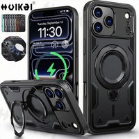 Magnetic Case For iPhone 17 Pro max 16 Pro max 15 Pro 14 13 MagSafe Upgrade Rotatable Stand Holder Protection Kickstand Covers