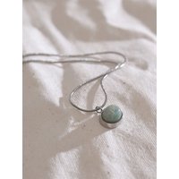 NiNice Natural Amazonite Stone Oval Pendant Necklace Waterproof Stainless Steel Chic Fashion Jewelry for Women Accessories