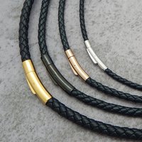 3/4/5/6mm 60cm 80cm Leather Chain Stainless Steel Clasp Necklace Choker Black Brown Braided String Rope for Men Women Jewelry