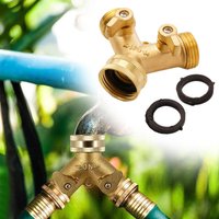 Y-Shape Brass Garden Hose Splitter 3/4 Inch 2 Way Tap Connector with Individual Shut Off Valves Anti-Leak Water Pipe Adapter