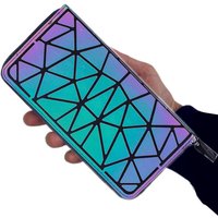 Fashion Luminous long zipper wallet for women.Geometric rhombus cell phone wallet/multi-card credit card holder and coin purse