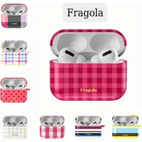 Fragola Pink Grids Shockproof Protective Glossy HD Hard PC Cover Case For AirPods Earphone 1 2 3 Pro Pro2 With Metal Hook
