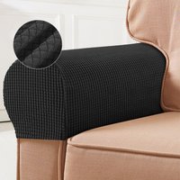 2pcs Grid Elastic Sofa Arm Covers with Thick Anti-Fouling Fabric for Home Simple Solid Color Upholstery Arm Covers