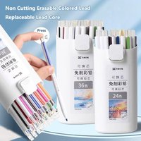 Non Sharpening Colored Pencil 12/18/24/36 Colors Oil Based Propelling Pencil Erasable Replaceable Refill Mechanical Pencil