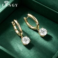 Lnngy Certified 6.5mm Round Cut Moissanite Drop Earring 14k Gold Filled Dangle Earrings For Lovers' Wedding Jewelry