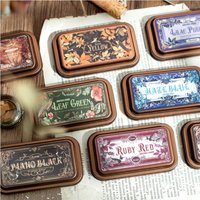 1Pc Vintage Ink Pad, Quick-Drying Stamp Ink Pad, Retro Color with Metal Case for Diary Scrapbooking Card Making