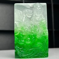 Certified Natural jade Jadeite Carved Dragon&Phoenix Guanyin Pendant&Necklaces