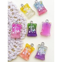 Random Mix 10Pcs 12X21mm Resin Colored Candy Pattern Charm Pendant For DIY Handmade Jewelry Making Accessories For Necklace