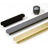 KK&FING Long Gold Brushed Furniture Door Handles Aluminum Alloy Kitchen Cabinet Handle Desk Drawer Knobs Cupboard Pulls Hardware