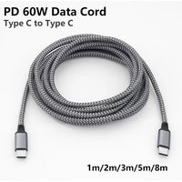 USB C To Type C Cable PD 60W Fast Charger Universal Extended Data Cable For Universal Type C Charging Camera Laptop 1/2/3/5/8M