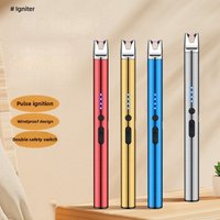 2026 Outdoor Windproof Arc Pulse USB Charging Igniter Dual Safe Switch Current Display Kitchen Type-C Electric Lighters Gifts