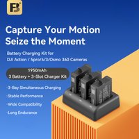 FB Osmo Action 5 Pro Battery with Charger Set, 1950mAh Battery for DJI Osmo 360/Action 6/ Action 5 Pro/ Action 4/ Action 3
