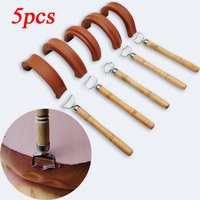 5pcs Pottery Scraper Tools Wood Handle Pottery & Sculpting Tool Set DIY Clay Carving & Shaping Kit For Craftsmen Craft Supplies