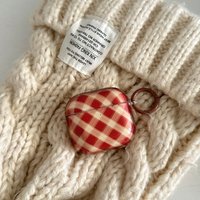 Retro Red Brown Rhombus Grid Pattern With Hook Shockproof Protective Earphone Cover Case for AirPods 1 or 2 3 4 Pro 2 Pro 3
